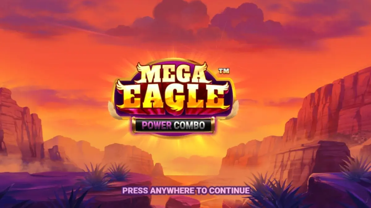 Pemandangan pegunungan megah dan simbol elang dalam Mega Eagle Power Combo